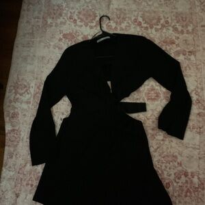 Zara Black Wrap-Style Midi Dress